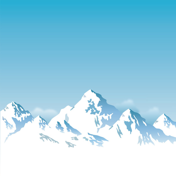 snowcapped mountains - vector background - Vector, Image