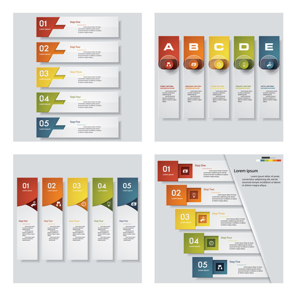 Collection of 4 design colorful presentation templates. Vector Background. - Vettoriali, immagini