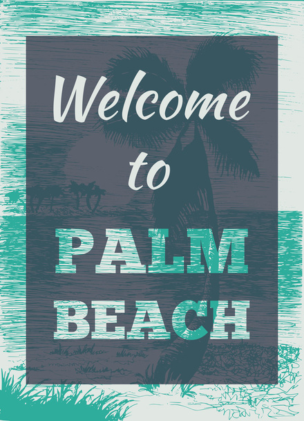Тропический плакат летних пальм
 - Вектор,изображение