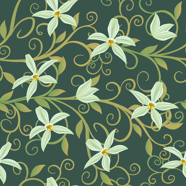 Seamless pattern with white flowers. - Vettoriali, immagini