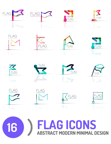 フラグ アイコンのロゴを設定、直線的なデザイン - ベクター画像