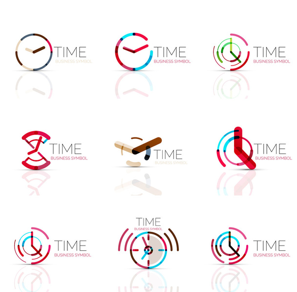 Geometrische klok en de tijd van de pictogrammenset - Vector, afbeelding