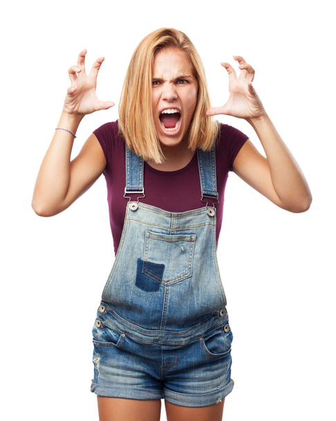 blond girl with angry expression - Foto, Bild