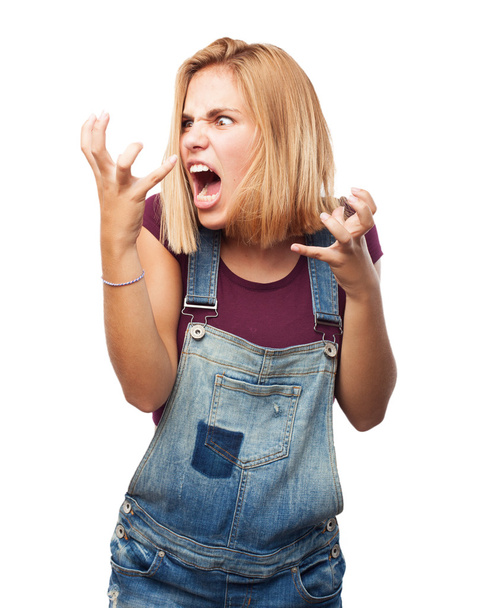 blond girl with angry expression - Foto, Bild