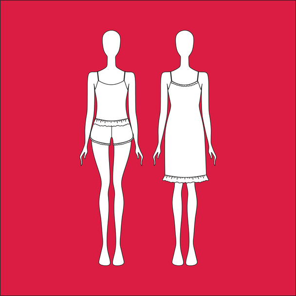  Kit jersey home. Pyjamas for women. - Vector, Image