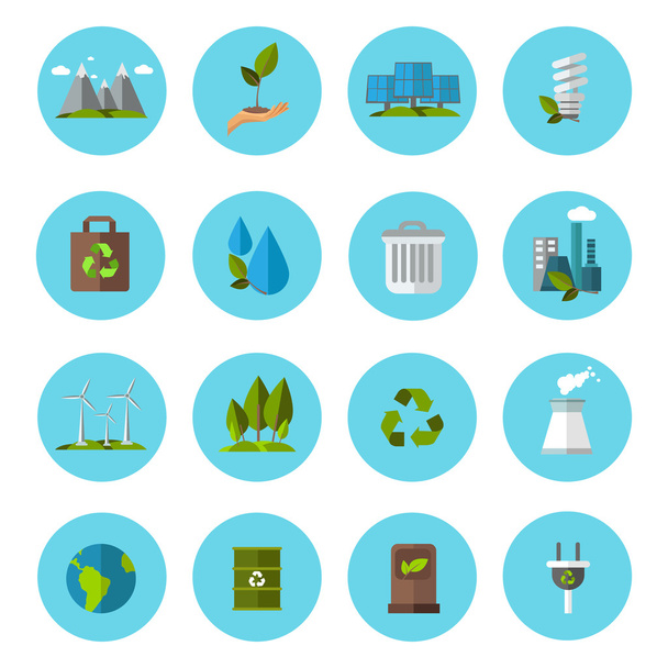 Ecology Icon Flat Set - Vetor, Imagem