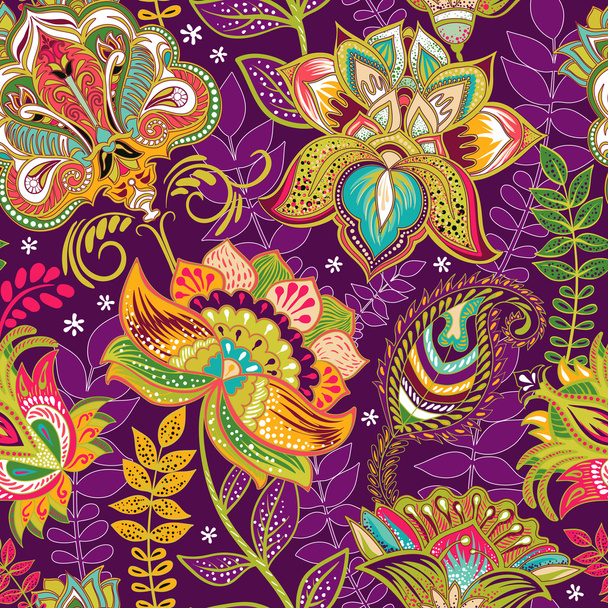 Bright seamless pattern in paisley style - Vektor, obrázek