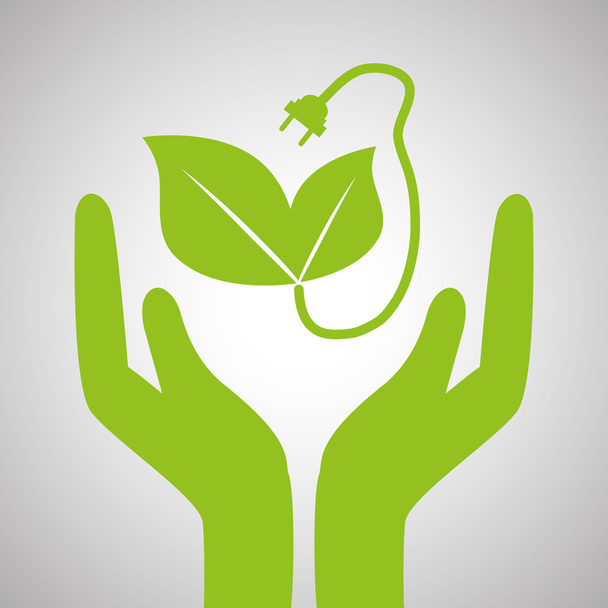 Ecologie ontwerp. pictogram voor bescherming. groene concept. , vector illustratie - Vector, afbeelding