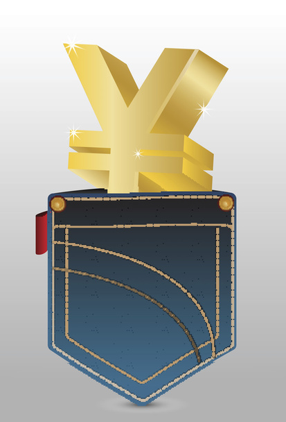 Yen Symbol in der Gesäßtasche. - Vektor, Bild