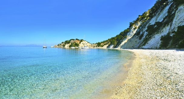 πανοραμική φωτογραφία του παραλία Γιδάκι Ιθάκη, Ελλάδα - Φωτογραφία, εικόνα