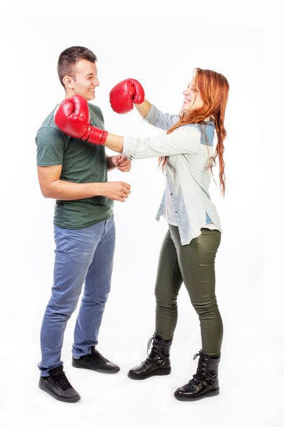 Woman punching boyfriend - Foto, Imagen