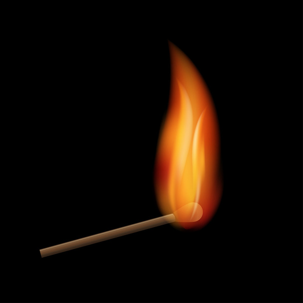 palava tulitikku mustalla taustalla - Vektori, kuva