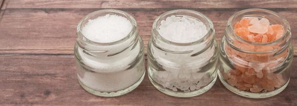 Table Salt, Sea Salt and Himalayan Salt - Photo, Image