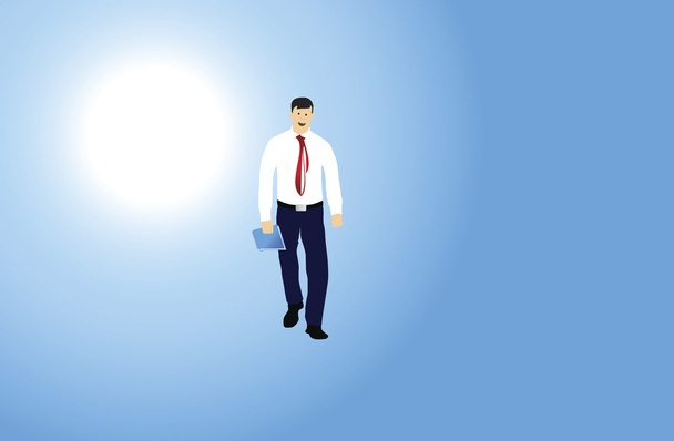 vector afbeelding van een zakenman wandelen met een Kladblok. - Vector, afbeelding
