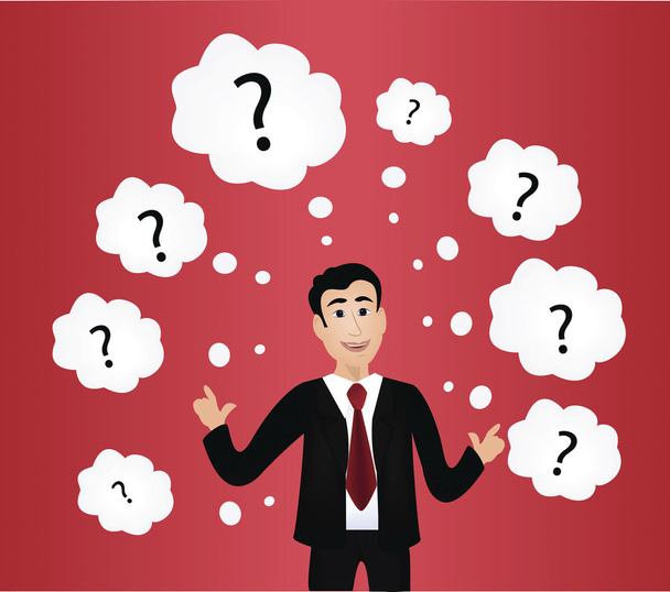vector of businessman with question marks  - Vector, Image