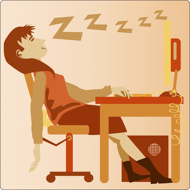 ілюстрація жіночого працівника, який спить
. - Вектор, зображення