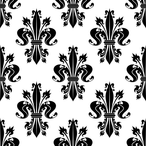 Black and white seamless fleur-de-lis pattern - Vektor, kép