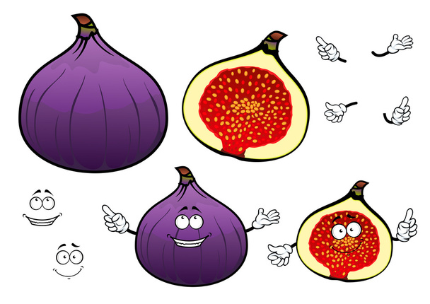 Miel dulce higo fruta personajes de dibujos animados
 - Vector, Imagen