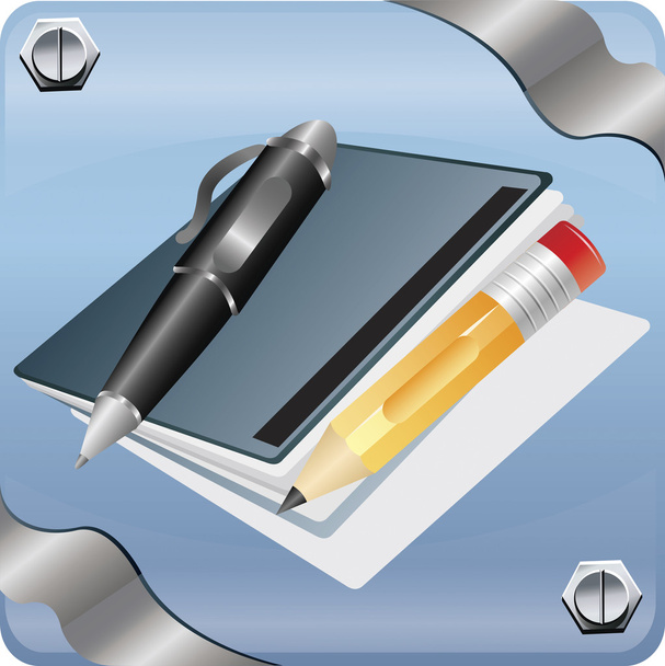 imagen vectorial de un cuaderno con pluma y lápiz
. - Vector, Imagen