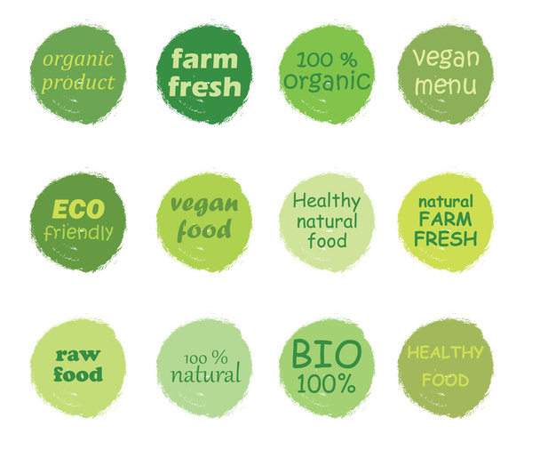 Vektorové sada štítků zdravých biopotravin - Vektor, obrázek