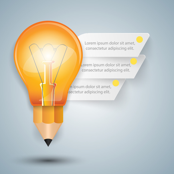 3D Infographic. Bulb and Pencil icon. - Vector, Image