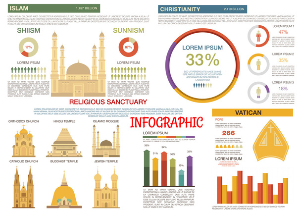 Islam and christianity religions flat infographic - Διάνυσμα, εικόνα