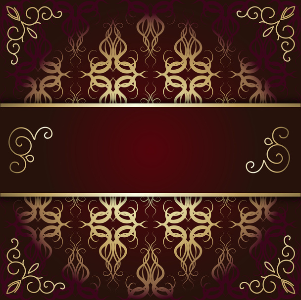 Luxus-Hintergrundkarte mit kastanienbraunem und goldenem Muster - Vektor, Bild