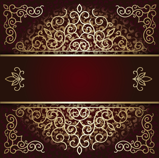 Luxury background card with maroon and gold ornament - Vector, Imagen