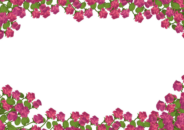 Cartoon frame with roses - isolated - 写真・画像