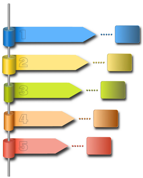 Vektor se valí z barevných papírů na kovovou tyč. Infographic šablona - Vektor, obrázek