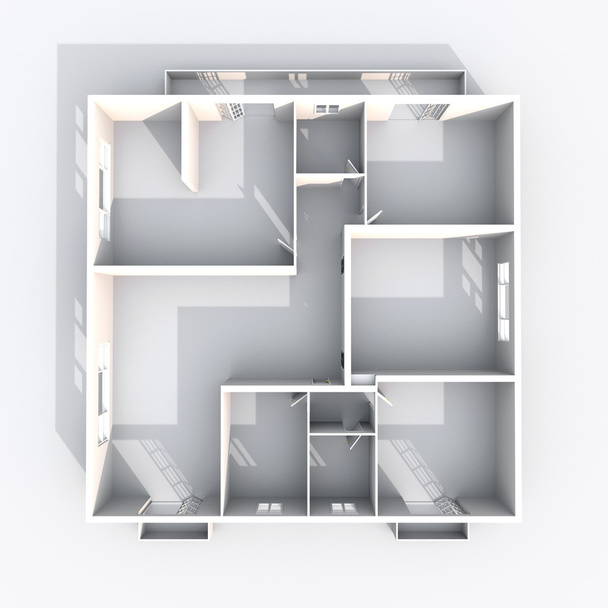 3d representación interior de apartamento modelo de papel
 - Foto, Imagen