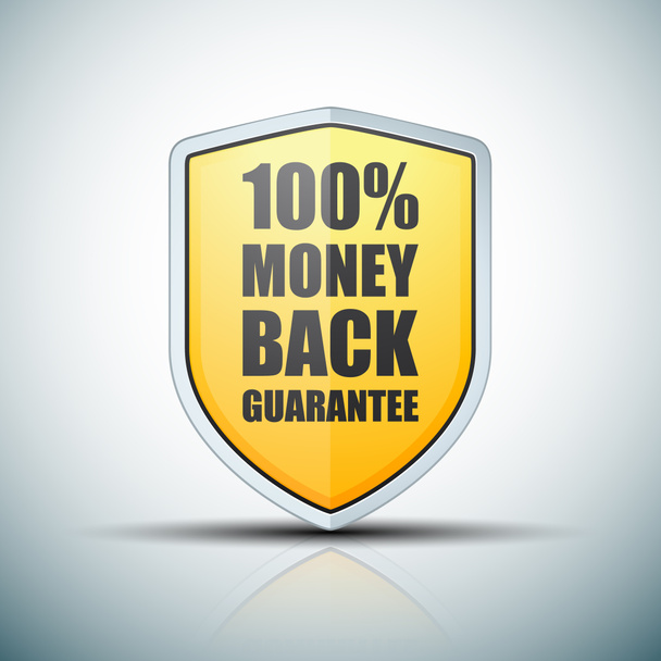 100 %-os pénz-visszafizetési garancia pajzs, vektoros illusztráció - Fotó, kép