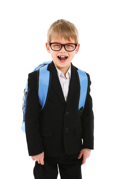 Schoolboy with backpack isolated - Foto, Imagen