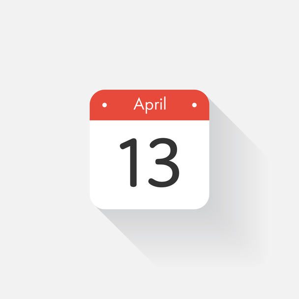 Icona Calendario con lunga ombra. Stile piatto. Data, giorno e mese. Promemoria. Illustrazione vettoriale. Applicazione organizzatore, simbolo dell'app. Ui. Segno di interfaccia utente. April. 13
 - Vettoriali, immagini