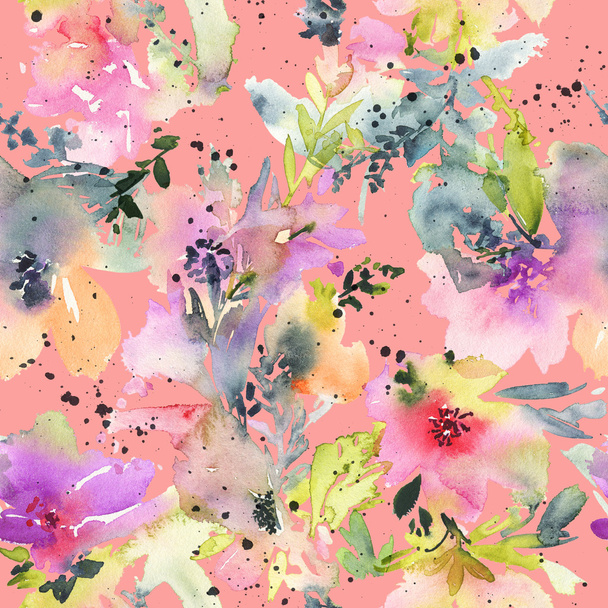 Abstract watercolor flowers - 写真・画像