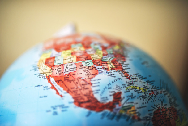 close up of North America on globe - Фото, зображення