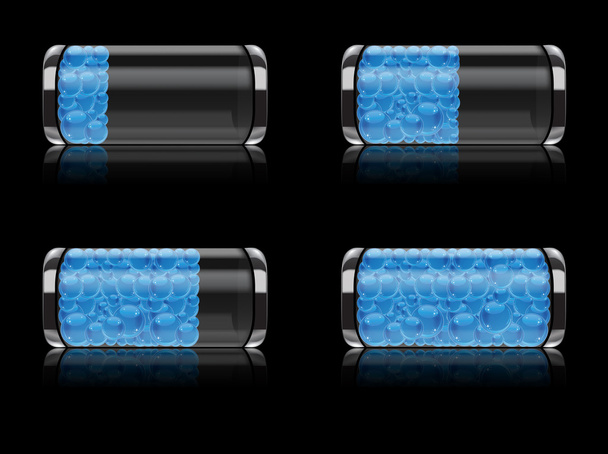 Ícone da bateria definido com formato de vetor de bolhas
 - Vetor, Imagem