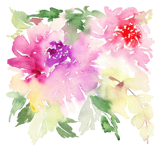 Flowers watercolor illustration - Φωτογραφία, εικόνα