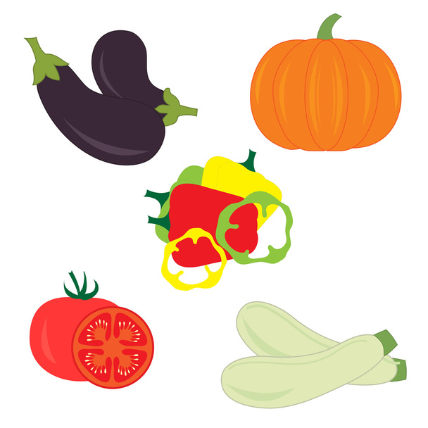 Set of different vegetables on a white background - Διάνυσμα, εικόνα