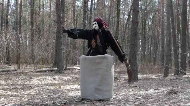 Baba Yaga From Fairy Tale in the Forest.dancing. Real Time. - Footage, Video