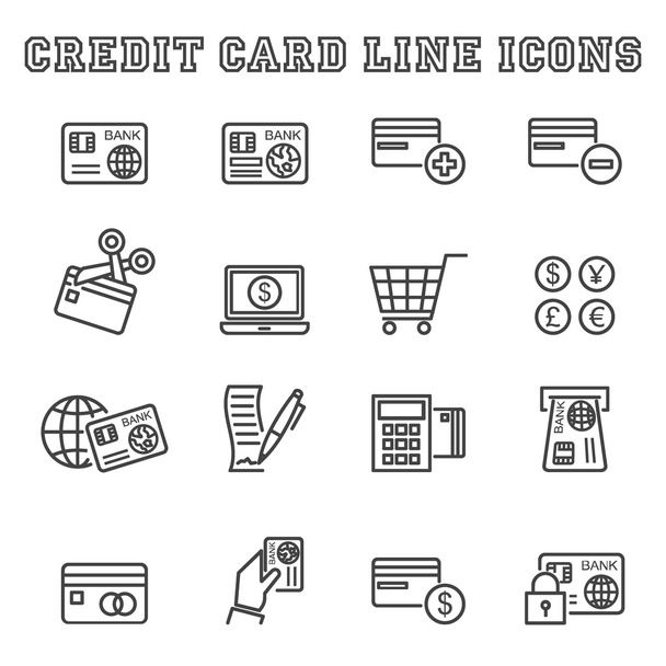 credit card line icons - Vector, Image