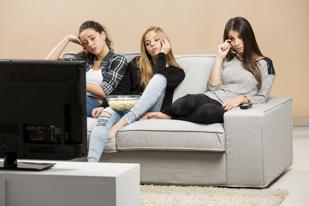 Girls Watching sad movies - Фото, зображення