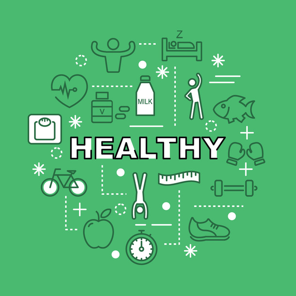 healthy minimal outline icons - Vector, Image