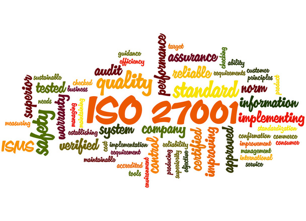 ISO 27001 - Information security management, word cloud concept  - Photo, Image