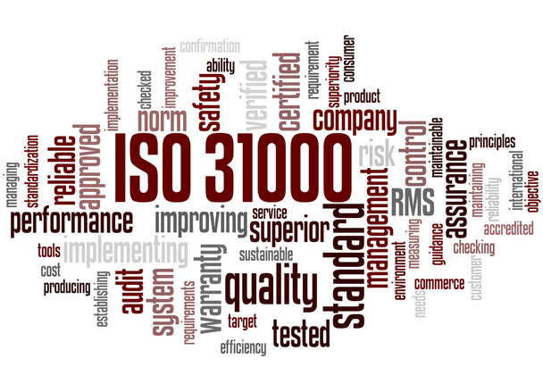 iso 31000 - Risikomanagement, Word Cloud Konzept 6 - Foto, Bild