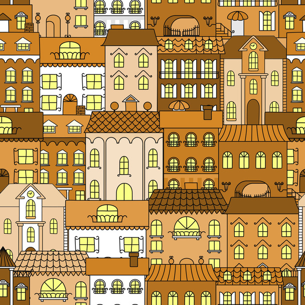 Old town vintage seamless pattern background - Vector, Image