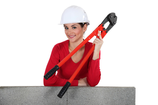 Woman with boltcutters - Photo, Image