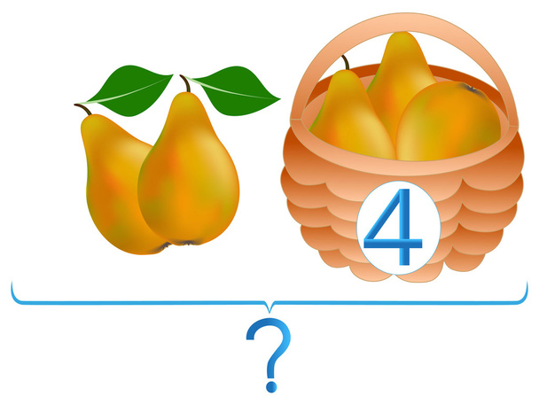  Educational games for children, mathematical addition, examples with pears. - Vector, Image