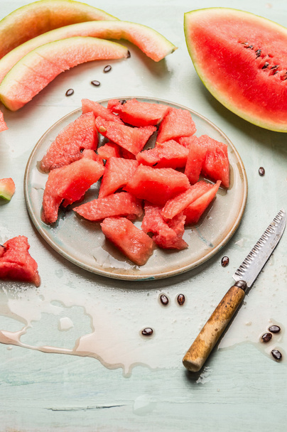 Watermelon slices in plate - Fotó, kép