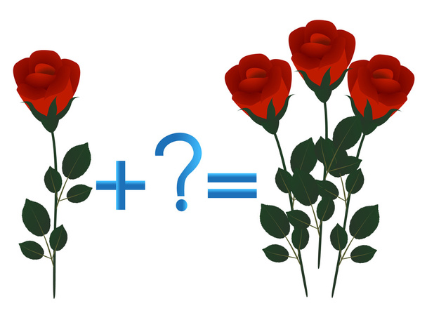 Jeu éducatif pour les enfants, addition mathématique, exemple avec des roses
. - Vecteur, image